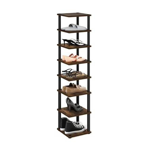 Zeitlich begrenztes Angebot: Furinno Turn-N-Tube 8-stufig Vertikaler, platzsparender, freistehender Schuhturm, Schuhregal für den Eingangsbereich, Bernsteinkiefer/Schwarz von 47.99 € auf 47.99 € (0.00% Rabatt)