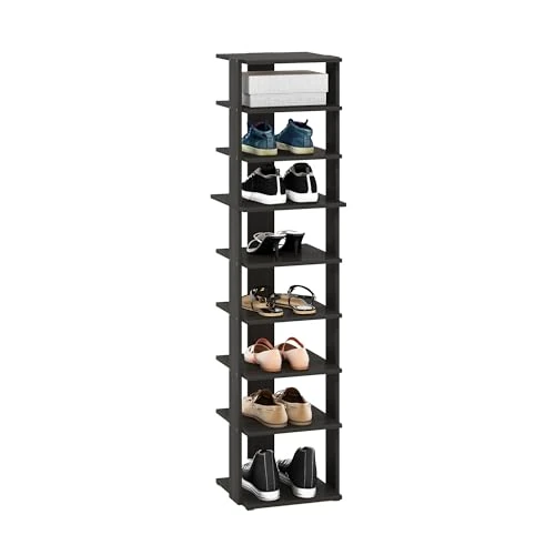 Offerta a tempo: Furinno COMPACT scarpiera, a 9 ripiani organizer per scarpe, scarpiera autoportante verticale salvaspazio, 30.7 x 32.0 x 130.0 cm, per armadio ingresso, ufficio, garage, Espresso - 15% da 60.99 € a 51.84 €