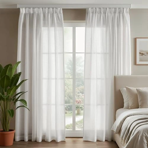 Offre limitée : Deconovo Voilage avec Ruban de Fronçage, Semi-Transparent, Aspect Lin de 23.51 € à 23.51 € (0.00% de remise)