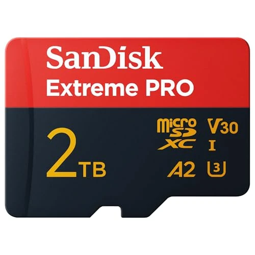 SanDisk Extreme PRO 2 To microSDXC, Carte micro SD + adaptateur SD (Pour smartphone, caméra d'action ou droner, jusqu'à 250 Mo/s, 5K, 4K UHD) A2, RescuePRO Deluxe, UHS-I, Class 10, U3, V30