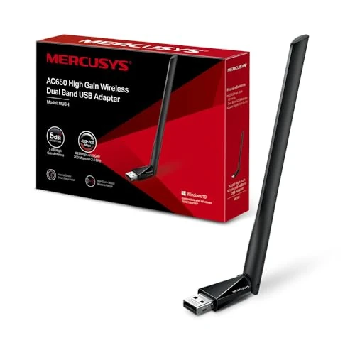 Offerta a tempo: Mercusys TP-Link MU6H Adattatore AC650 WiFi USB ad Alto Guadagno, Chiavetta WiFi, Dual-Band, 200 Mbps su 2.4GHz con Tecnologia 256-QAM, 433Mbps su 5GHz, Compatibile con Windows 11/10/8.1/8/7/XP - 54% da 12.99 € a 5.99 €