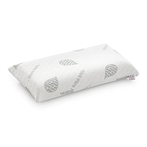 Textilhome Cuscino Memory Foam Cervicale 60 cm – Cuscini per Letto e per Dormire, Tessuto in Aloe Vera, Nucleo 100% – Rivestimento con Cerniera, Termoregolato e Adattivo