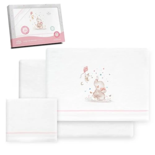 Oferta limitada: Interbaby - Juego Sabanas Cuna 60x120 Algodon 100% | Sabana Cuna Franela, Cálida, Suave | Incluye Sabana Bajera, Encimera y Funda de Almohada | Ideal para Invierno | Elefante Blanco/Rosa de 21.59 € a 21.59 € (ahorro 0.00%)