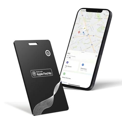 Carte de Suivi de Portefeuille, localisateur d’Objets Traceur GPS, Anti-clonage,Rechargeable sans Fil, Compatible avec Apple Find My(iOS Uniquement), pour Portefeuille, téléphone, traqueur de Bagages
