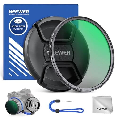 Offerta a tempo: NEEWER 49mm Filtro CPL con Copriobiettivo, Filtro Polarizzatore Circolare Ultra Sottile, Rivestimento Nano, Vetro Ottico HD per Lente Fotocamera, Riduce Riflessione e Abbagliamento, Aumenta Contrasto - 22% da 17.49 € a 13.59 €