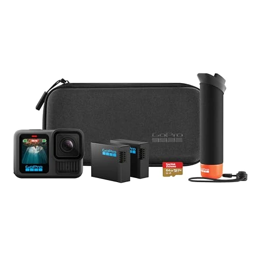 Limited-time offer: GoPro HERO13 Black Accessory Bundle - Includes The Handler (Floating Hand Grip), 2 Enduro Batteries, 2 Curved Adhesive Mounts, 64GB SanDisk MicroSD Card, Carrying Case, and more from 449.99 GBP to 338.00 GBP (save 25%)