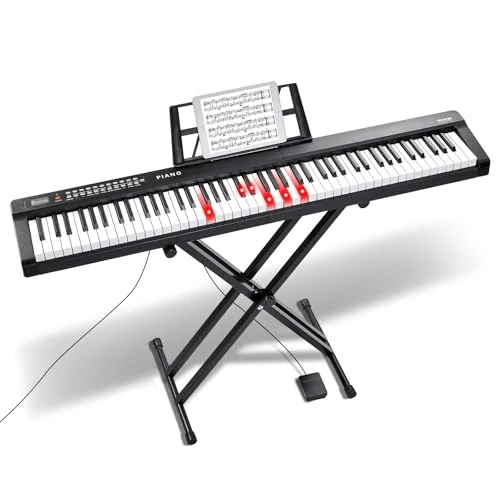 Offerta a tempo: VEVOR Tastiera Pianoforte Digitale, 88 Tasti Semi-pesati, Set Tastiera Elettrica con Supporto Regolabile, Altoparlanti Incorporati, Pedale Sustain, Cuffie, Bluetooth MIDI USB, per Principianti - 0.00% da 108.15 € a 108.15 €