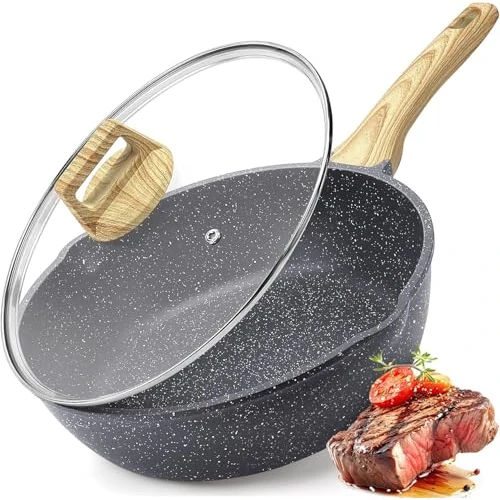 Limited-time offer: GiPP 24 cm Wok Pan with Lid, Non-Stick, 24 cm High Rim, Granite Non-Stick Coating, PFOS/PFOA-Free, for All Types of Cookers, Grey from 33.70 GBP to 33.70 GBP (save 0%)