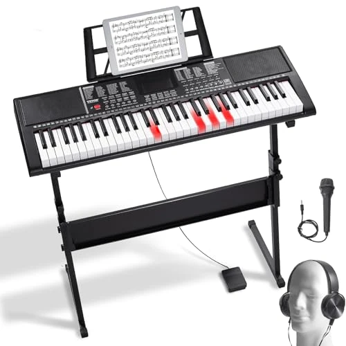 Oferta limitowana: VEVOR Pianino cyfrowe z 61 przyciskami, podświetlane przyciski, przenośny elektryczny fortepian z regulowanym stojakiem, 600 dźwięków, 500 rytmów, wbudowane głośniki, sustain, słuchawki, z 381.06 zł na 381.06 zł (oszczędź 0.00%)