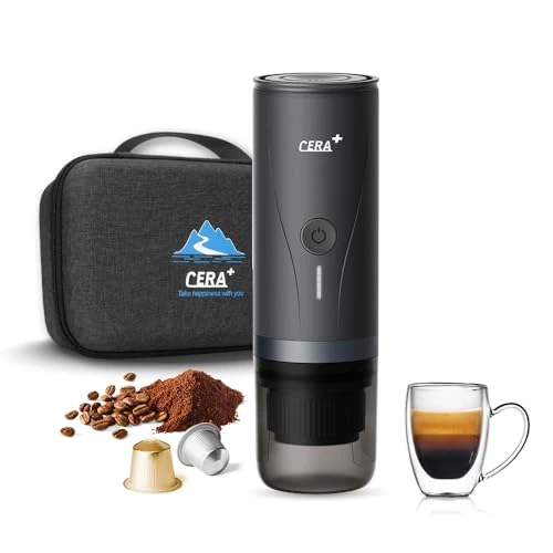 CERA+ Portable Electric Espresso Machine Self-Heating in 3-4 Minutes with Tragbarer Pouch