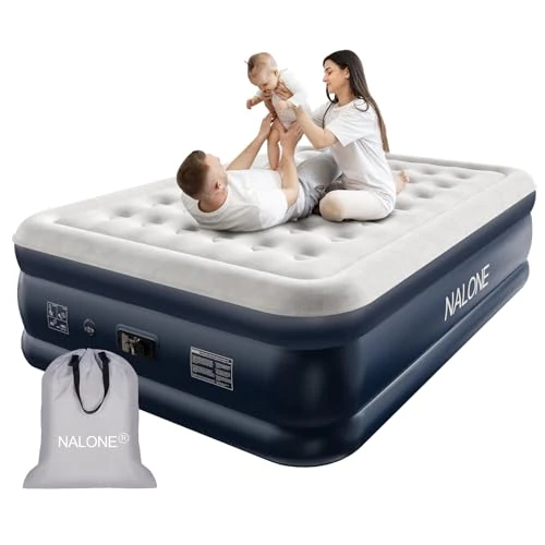 Offerta a tempo: NALONE Materasso gonfiabile matrimoniale,Letto matrimoniale gonfiabile,Materasso d'aria auto gonfiante con pompa integrata,Letto gonfiabile in 3 minuti, Uso domestico 203x152x46cm - 13% da 92.99 € a 81.21 €