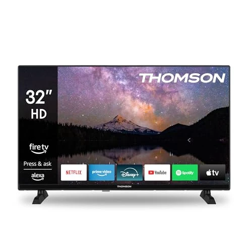 THOMSON TV 32 Pouces (80 cm) HD Smart Fire TV, Commande vocale Alexa, Triple Tuner (DVB-T/T2/C/S/S2), Dolby Audio, DTS Virtual:X, HDR10, AirPlay, WiFi, Bluetooth, HDMI- 32HF2S34