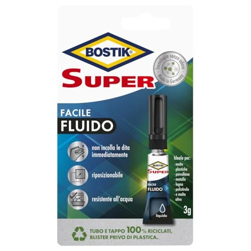 Offerta a tempo: Bostik Super Facile Fluido Colla Istantanea Universale Senza Odori (Odor Free), Impermeabile, Senza Solventi, Confezione Riciclata 3g - 41% da 4.99 € a 2.96 €
