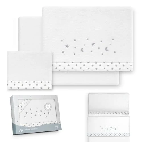 Offerta a tempo: Interbaby Set Lenzuola Culla Neonato 50x80 cm Stella Luna Bc/Grigio - 0.00% da 19.73 € a 19.73 €