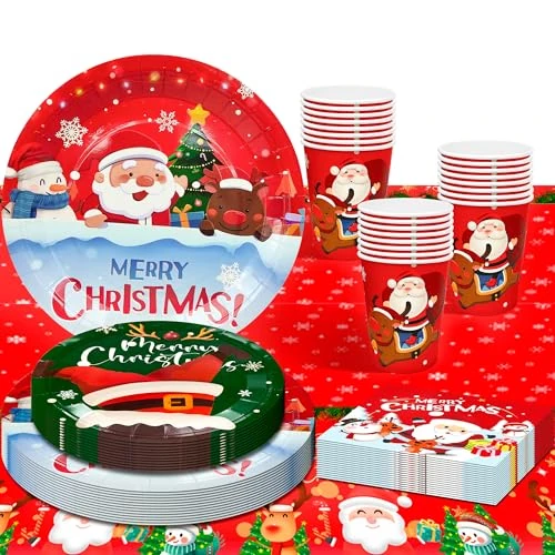 Tijdelijke aanbieding: kerst servies,Christmas Party Tableware,Plates,Christmas Paper Cups Table Cloth Napkins etc Tableware for Xmas Party Table Decorations van 21.99 EUR naar 21.99 EUR (korting 0%)