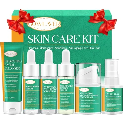 Kit de cuidado de la piel antienvejecimiento para mujeres y adolescentes, suero de niacinamida retinol, suero de ácido hialurónico, juego de regalo para el cuidado de la piel, productos para el