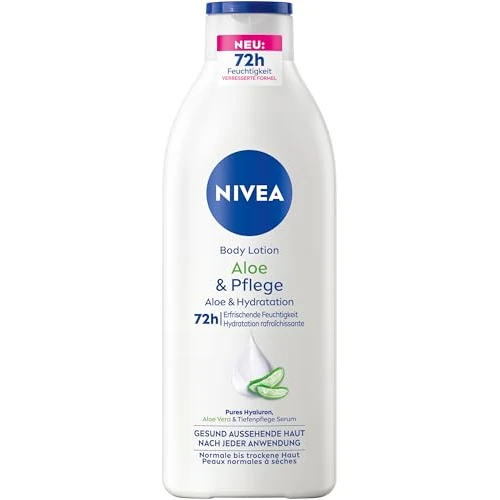 Oferta limitada: NIVEA Loción corporal de aloe y cuidado, crema corporal con suero de cuidado profundo para 72 horas de hidratación, loción corporal con ácido hialurónico puro y aloe vera de origen natural (400 ml) de 9.02 € a 9.02 € (ahorro 0.00%)