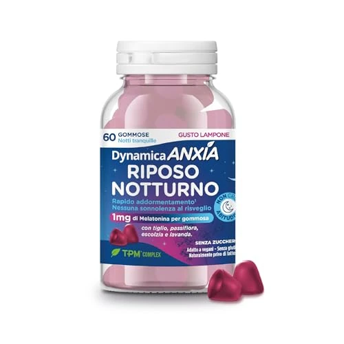 Offerta a tempo: Dynamica ANXIA – Riposo Notturno | 60 gommose | 60 notti tranquille | Rapido addormentamento | 1mg di Melatonina | Buon sonno | Gusto lampone | Senza zucchero, glutine e lattosio | Adatto a vegani — 24% da 9,90 € a 7,50 €