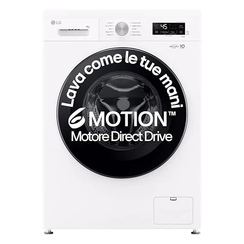 LG F4NX1008NWK Washing Machine 8 kg Front-Load Series X1, Class A, 1400 Rotations, Wi-Fi, 6 Motion Direct Drive, Steam Washing, Allergy Care, Freestanding, Essence White