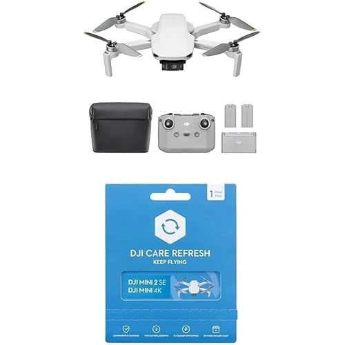 DJI Mini 4K Fly More Combo + Card DJI Care Refresh 1-Year Plan, drone per adulti, fotocamera 4K HD, meno di 249 g, stabilizzatore 3 assi, trasmissione video 10 km, return automatico