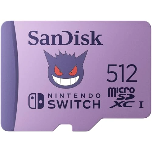 SanDisk 512 GB Pokémon Gangar microSDXC-Karte, lizenziert für Nintendo-Switch 1, OLED und Lite, SDSQXAO-512G-GN6ZK