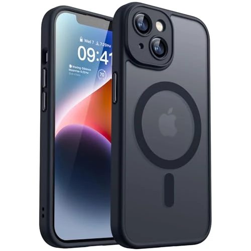 Offre limitee: CANSHN Coque Magnétique pour iPhone 14 (6,1 Pouces), Compatible avec MagSafe, [Protection Complète de l'appareil Photo] Housse Fond Mat Translucide,Noir de 16.99 EUR a 16.99 EUR (economie 0%)