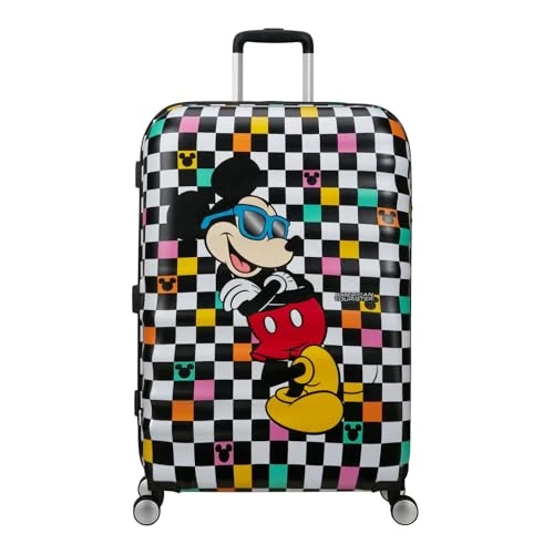 Offerta a tempo: American Tourister Wavebreaker Disney - Mickey Mouse Valigia Rigida Grande (77 cm), Valigia da Viaggio, Lucchetto TSA, 4 Ruote, 96 L, 4.2 kg - Mickey Check - 37% da 169.90 € a 107.03 €