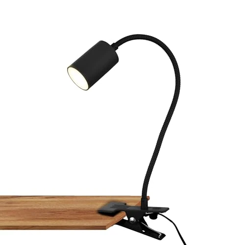 Oferta limitada: BRILONER - Lámpara de escritorio con interruptor de cable, color de luz blanco cálido, orientable, enchufe, lámpara de lectura, lámpara de pinza,lámpara de oficina, 40 cm de altura, negro de 24.95 € a 24.95 € (ahorro 0.00%)