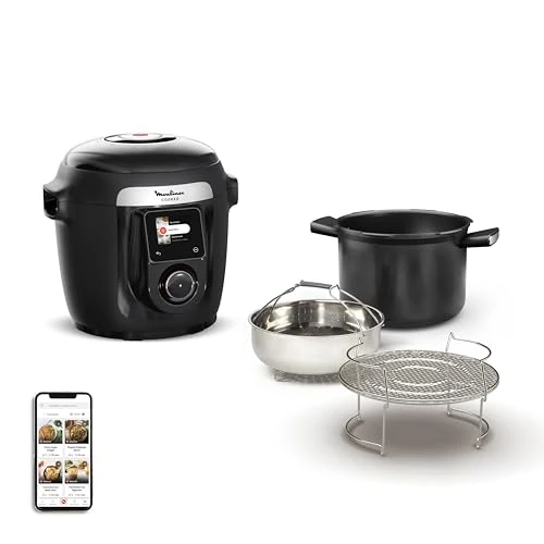 Offerta a tempo: Moulinex Cookeo Wi-Fi 10in1, Multicooker, 10 Modalità di Cottura, Pentola a Pressione, Pentola a Cottura Lenta, Vaporiera, Ricette Facili, Istruzioni Passo Dopo Passo, CE96G810 - 21% da 349.99 € a 274.99 €
