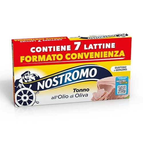 Offerta a tempo: Nostromo Tonno all’Olio di Oliva, 7 Lattine da 60g – Formato Multipack, Fonte di Proteine, Senza Conservanti, Sgocciolato, Pronto da Gustare - 14% da 6.99 € a 6.01 €