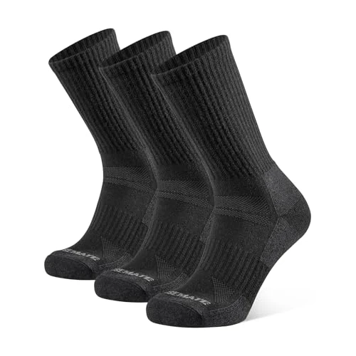 CLOSEMATE Merino Socken Herren Wollsocken 39-42 43-46 Wandersocken Warme Wintersocken Gepolstert Thermosocken Laufsocken Funktionssocken Für Wanderschuhe Trekkingschuhe Schwarz Größe M