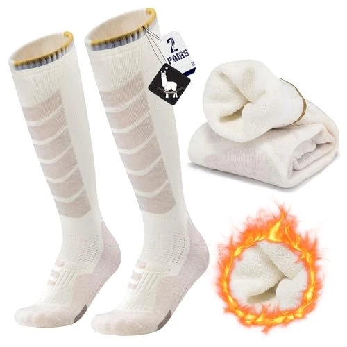 Offerta a tempo: ineepor 2 Paia Calze Sci in Lana Alpaca Per Uomo e Donna, Calzini Invernali Caldi a Compressione fino al Ginocchio per Sci, Snowboard e Sport Invernali, Escursionismo e Passeggiate, Taglia 35-51 - 32% da 30.99 € a 20.99 €