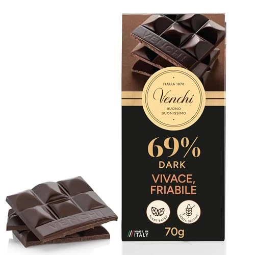 Offerta a tempo: Venchi - Tavoletta di Cioccolato Fondente Crunchy 69%, 70 g - Con Croccante Zucchero di Canna Grezzo dei Caraibi - Senza Glutine - Vegano - 18% da 6.80 € a 5.60 €