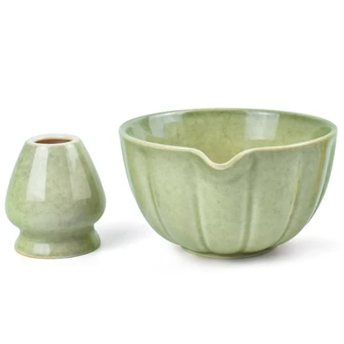 Begrenztes Angebot: Artcome Matcha-Schüssel mit Ausgießer und Schneebesenhalter Set - Premium Keramik Matcha Teeschale mit praktischem Ausguss und Bambus-Schneebesenständer für traditionelle japanische Teezeremonie von 16.99 EUR auf 16.99 EUR (Rabatt 0%)