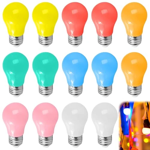 GOMETY Confezione da 14 lampadine a LED colorate E27, 3 W, E27, per esterni, illuminazione a LED, colori misti, per Natale, feste