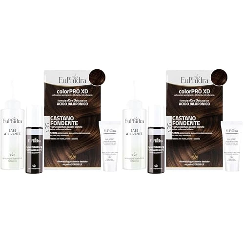 Offerta a tempo: Euphidra ColorPro XD, 435 Castano Fondente| Gel Colorante Extradelicato (50 ml) + Base Attivante (50 ml) + Balsamo con Acido Jaluronico (20 ml) + 1 paio di guanti usa e getta e 1 cuffia - 33% da 22.40 € a 15.08 €