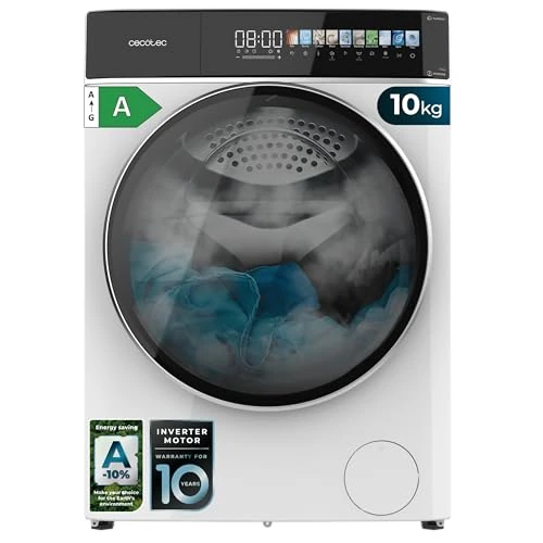 Cecotec Waschmaschine 10kg Frontlader Autodosis Bolero DressCode 10900 Autodose Inverter FullColor A. 1400 U/min, geringer Verbrauch, 10,3"-Bildschirm, 11 Prog, Inverter Plus-Motor, Dampffunktion