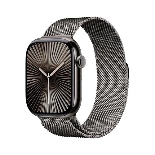 Apple Watch Series 10 GPS + Cellular 46 mm Smartwatch con cassa in titanio color Ardesia e cinturino Sport Loop Ardesia - M/L. Fitness tracker, app ECG, display Retina always-on, Carbon Neutral