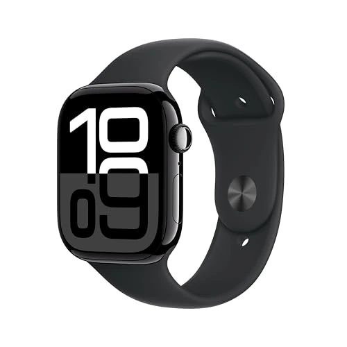 Apple Watch Series 10 [GPS, 46mm] - Caja de Aluminio Negro Brillante con Correa Deportiva Negro, M/L (Reacondicionado)