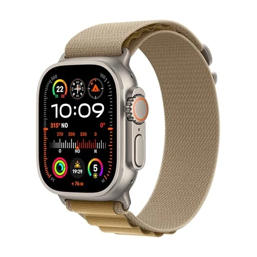 Apple Watch Ultra 2 GPS + Cellular Smartwatch, Reloj Deportivo con Caja de Titanio Natural Resistente de 49 mm y Correa Loop Alpine Canela - Talla S. Monitor de entreno y Neutro en Carbono