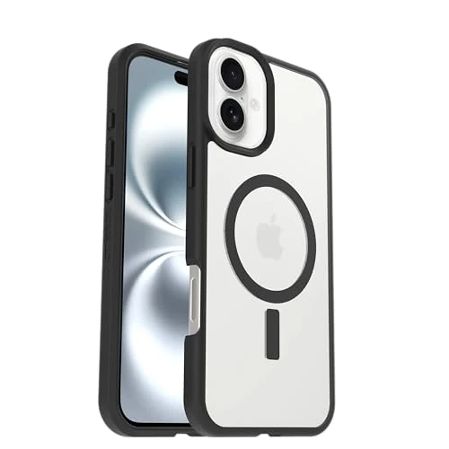 Otterbox Coque React Series MagSafe pour iPhone 16 Plus, Antichoc, Anti-Chute, Ultra-Mince, Protection Fine, testé Selon Les Normes Militaires, Transparent/Noir