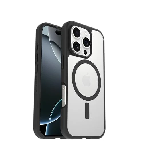 Offre limitee: Coque OtterBox React Series MagSafe pour iPhone 16 Pro, Antichoc, Anti-Chute, Ultra-Mince, Protection Fine, testé Selon Les Normes Militaires, Transparent/Noir de 29.99 EUR a 23.99 EUR (economie 20%)