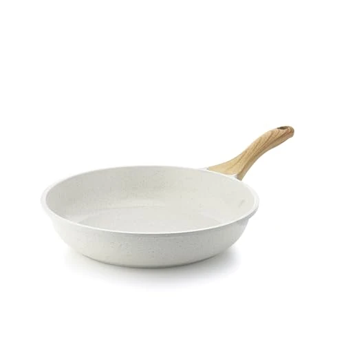 SENSARTE Weiß Keramik 28cm Antihaft Bratpfanne Skillet, Schweizer Granit Beschichtung Omelette Pfanne, Gesunde Stein Kochgeschirr Chef's Pan, Gasherd und Induktion Kompatibel, PFOA/PTFE/PFAS Frei