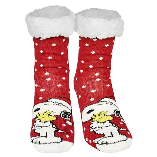 Offre limitee: United Labels The Peanuts Snoopy Chaussettes Douillettes Antidérapantes pour Femme - Rouge et Blanc, Moelleuses et Chaudes pour l'Hiver, 39-42 de 19.95 EUR a 14.95 EUR (economie 25%)
