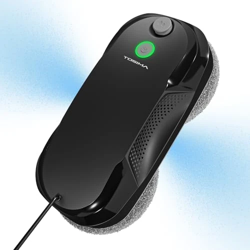 Tosima W5 Robot Limpiacristales Automático, con Aspiración 2600-3200Pa y Doble Spray, Limpiador de Ventanas Seguro para Interior y Exterior, Telecomando Inalámbrico, para Superficies de Lisas