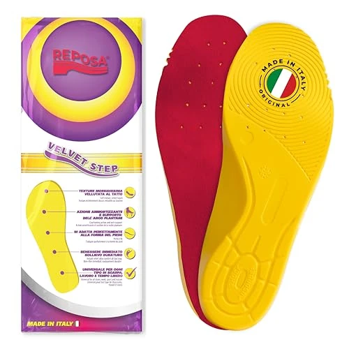 REPOSA Velvet Step - Semelles Chaussures Hommes et Femmes avec Texture Veloutée, Semelles Orthopédiques pour Le Travail, Le Sport et l'Usage Quotidien - Semelle Universelle pour Une Posture Correcte