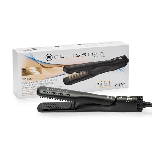 Offerta a tempo: Bellissima Imetec AirSleek - Piastra ad Aria 2 in 1, Asciuga e Liscia Senza Calore Estremo per un Liscio Naturale e Capelli Protetti. Tecnologia a Ioni, Rivestimento Ceramica & Cheratina - 33% da 99.99 € a 66.99 €