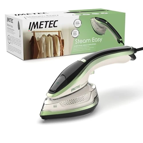 Imetec Steam Easy Steam Iron Portable Vertical and Horizontal Ironing Ceramic Sole Triple Steam Temperature Control Digital Display Ready 76 cm 1200 Watt