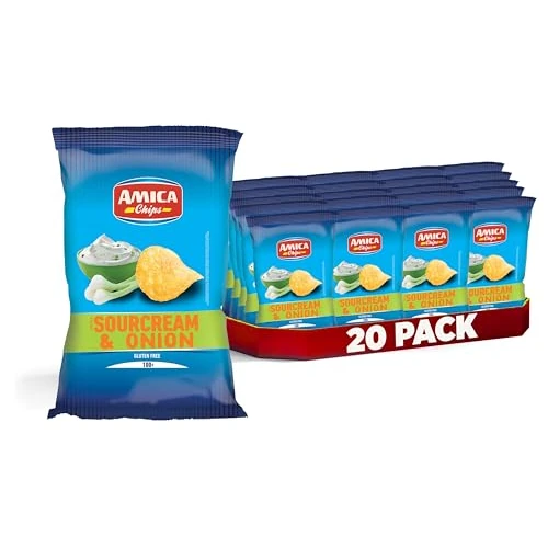 Offerta a tempo: AMICA Chips - Patatina Sourcream e Onion, 20 Confezioni da 100g - 40% da 32.78 € a 19.80 €