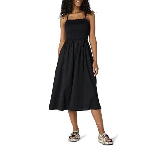 Zeitlich begrenztes Angebot: Amazon Essentials Damen Regular-Fit-Kleid Aus Baumwollsatin Mit Gesmoktem Mieder, Schwarz, XXL von 30.97 € auf 30.97 € (0.00% Rabatt)